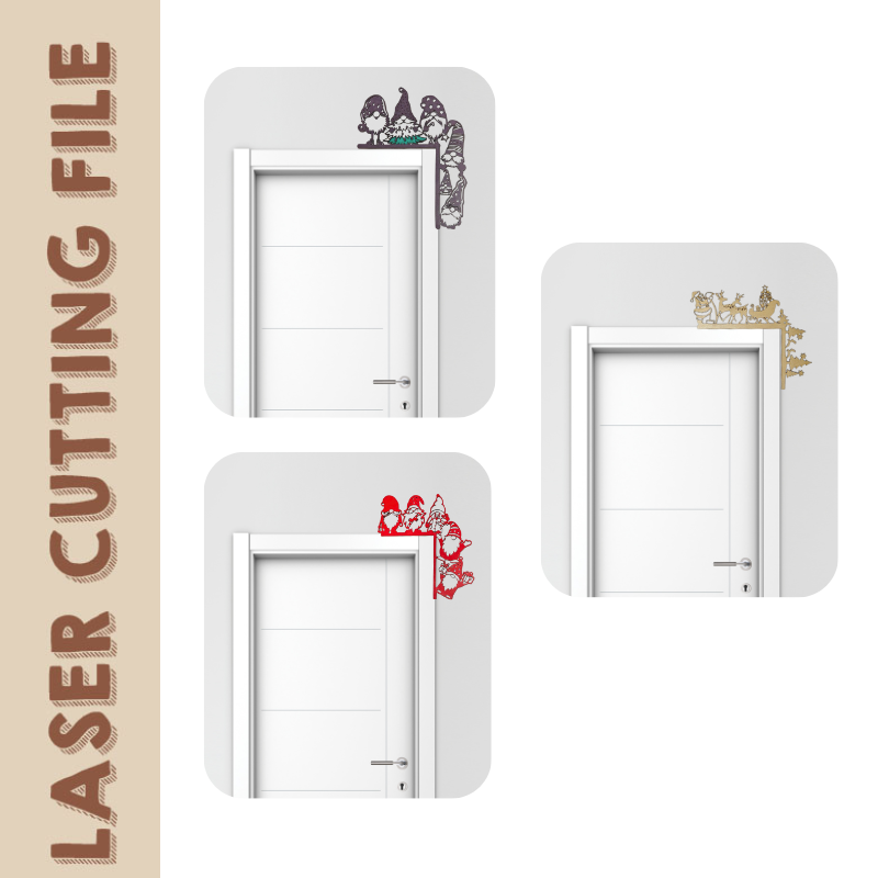 Christmas 3-Style Door Corner Decorations – Festive Laser Cutting File