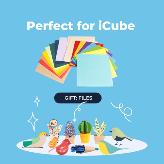 [Perfect for Sculpfun icube]Materials Package: Colored Paper+Kraft Paper+Non-woven Fabric+plywood