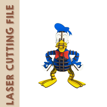 Colorful Disney Donald Duck 3D Wooden Puzzle Laser Cutting File - DIY Craft for Disney Fans