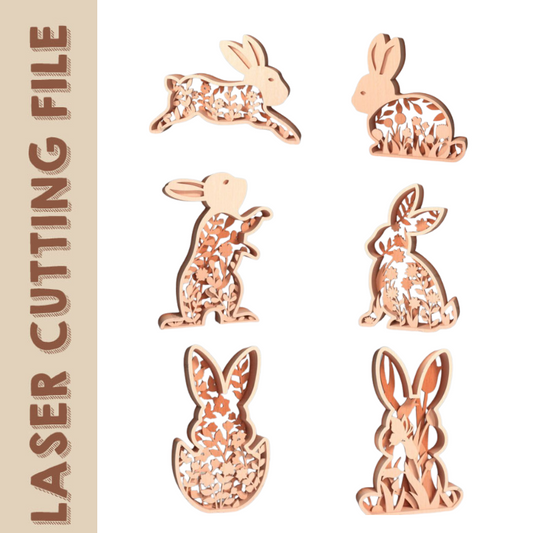 Easter 6-style Bunny Multilayer Bundle Laser Cutting File