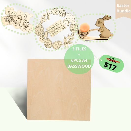 Easter Special Offer 6pcs A4 Basswood Plywood 1/8" x 8.27" x 11.69" with Laser Cutting Files