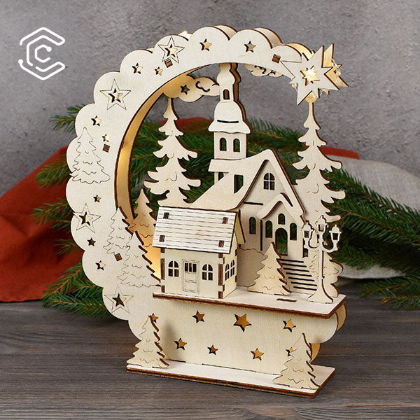 Christmas night ornaments lamp light laser cutting file - CREATORALLY