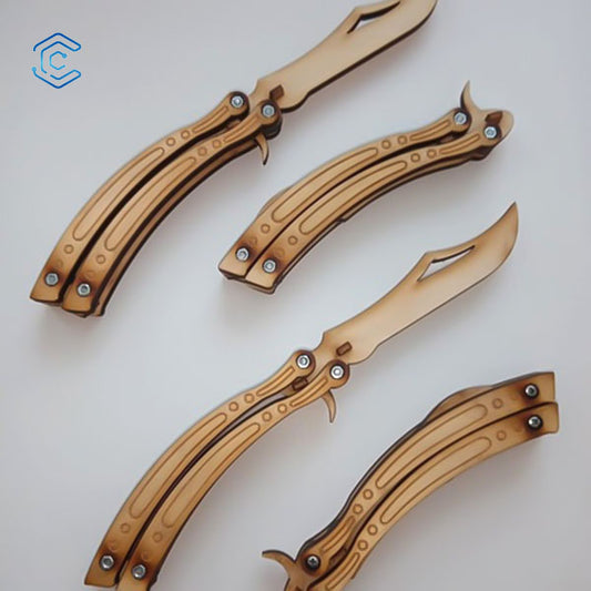 Butterfly knife 3D puzzle laser cutting file