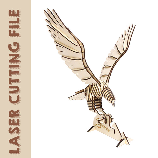Quebra-cabeça 3D Flying Hawk/Eagle - Kit de modelo animal faça você mesmo - Arquivo de corte a laser