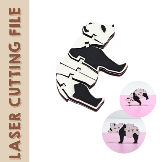 Articulated animal keychain SVG Movable panda laser cut template