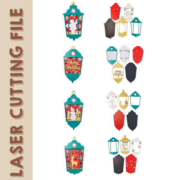 Weihnachts-4-Stil Mehrschicht-Hängeornament Laserschneidedatei – DIY Ihr eigenes Weihnachtsbaumdekor 