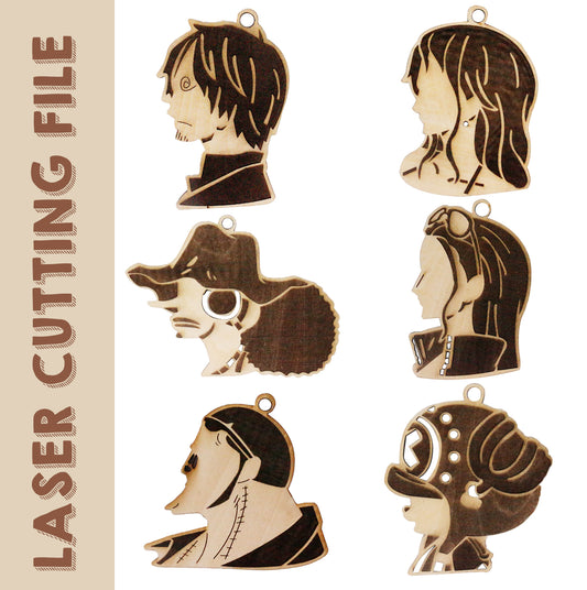 One Piece Characters Hanging Decor bundle 2 Laser Cutting File - DIY Craft for Anime Fans by Creatorally