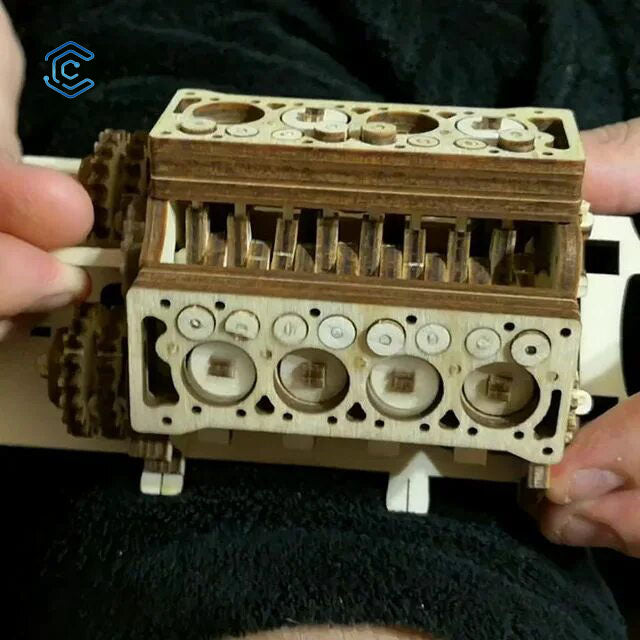 V8 engine 3D model laser cutting file
