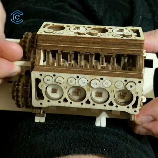 V8-Motor 3D-Modell Laserschneiddatei