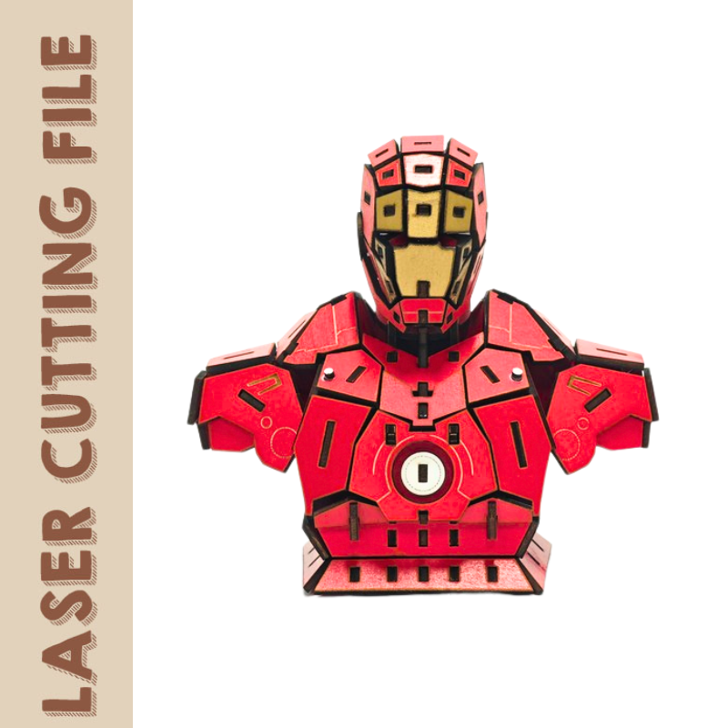 Iron Man 3D Puzzle Bust - Iconic Laser Cutting File for Superhero Fans