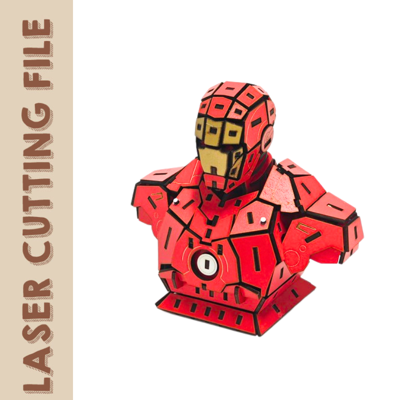 Iron Man 3D Puzzle Bust - Iconic Laser Cutting File for Superhero Fans