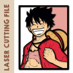 Multi-layer One Piece Monkey D. Luffy with Two Expressions Wall Decor Laser Cutting File - Create Your Own Pirate Adventure