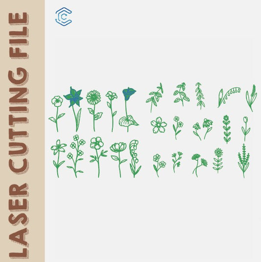 Springtime Flower Patterns Bundle - Floral Design Collection laser cutting file