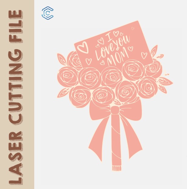 laser dxf file Bouquets Style 2 Springtime Greeting - Vibrant Floral Arrangement laser cutting file