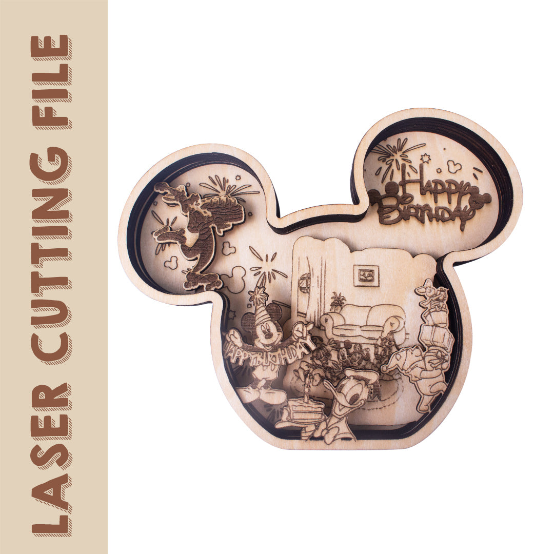 Multi-Layer Disney Mickey Mouse & His Friends Birthday Gift Laser Cutting File - DIY Craft for Disney Fans