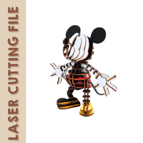 Disney Mickey Mouse 3D Wooden Puzzle Laser Cutting File – Perfect for DIY Fun