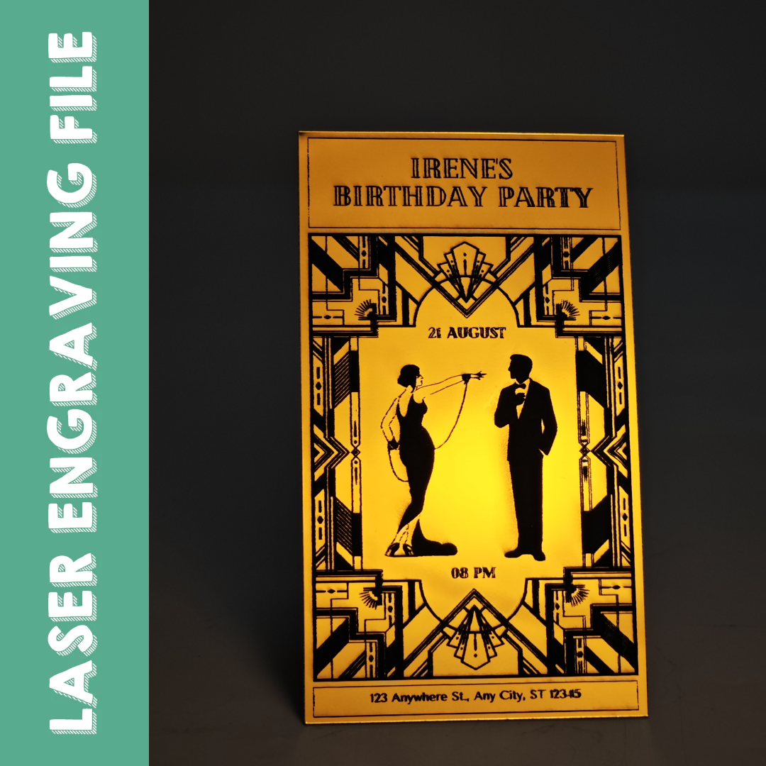 The Great Gatsby-themed Birthday Party Invitation Laser Engraving File - DIY Craft for Roaring 20s Celebration