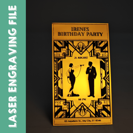 The Great Gatsby-themed Birthday Party Invitation Laser Engraving File - DIY Craft for Roaring 20s Celebration