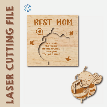 dxf svg file Mother's Day Gift Card Bee Shaped - Cute and Unique Present for Mom laser cutting file by Creatorally