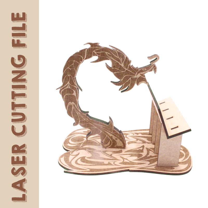 Chinese dragon design for mobile and tablet stand laser cutting file