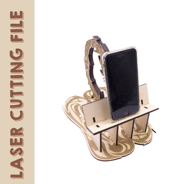 Arquivo de corte a laser para design de dragão chinês para suporte de celular e tablet