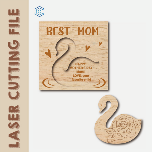 dxf svg laser file Mother's Day Gift Card Swan Shaped - Elegant and Graceful Present for Mom laser cutting file by Creatorally