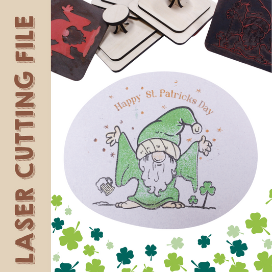 laser cutter St. Patrick's Day DIY Wooden Rubber Stamp - Irish-Themed Craft Tool