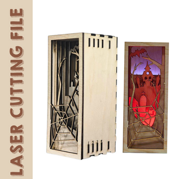 Halloween Haunted Castle Book Nook 3D Puzzle Home Decor Laser Cutting File - DIY Halloween Decoration
