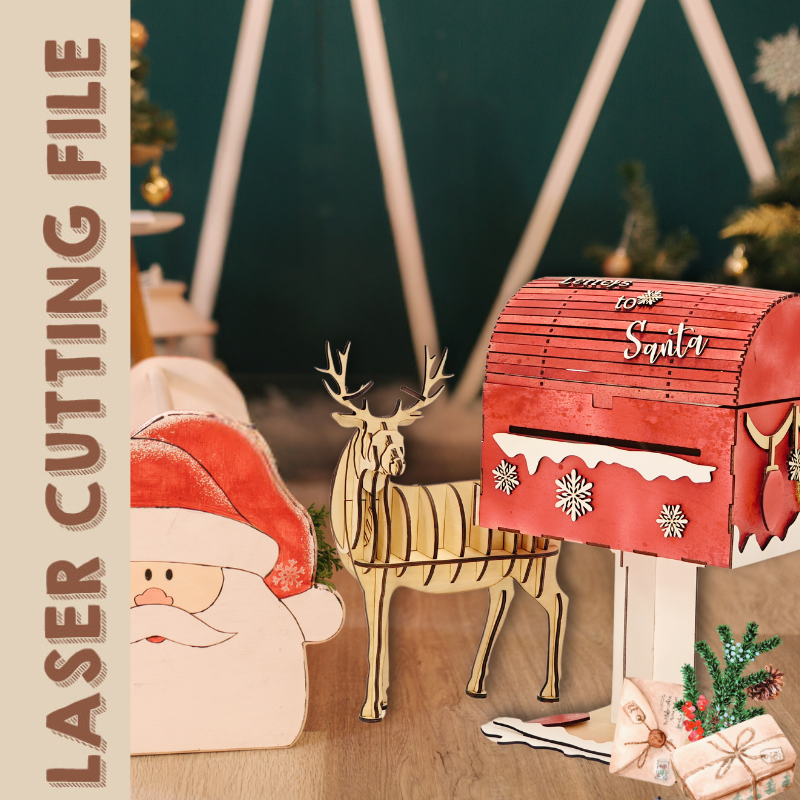 Santa’s Special Mailbox 3D Puzzle - Christmas Decor Laser Cutting File