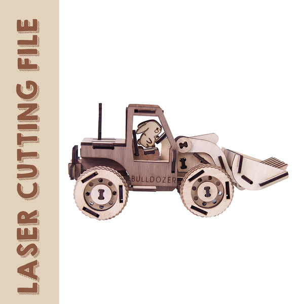 Mid-Autumn Festival Moon Rabbit Bulldozer 3D Puzzle Laser Cutting File - DIY Festive Puzzle