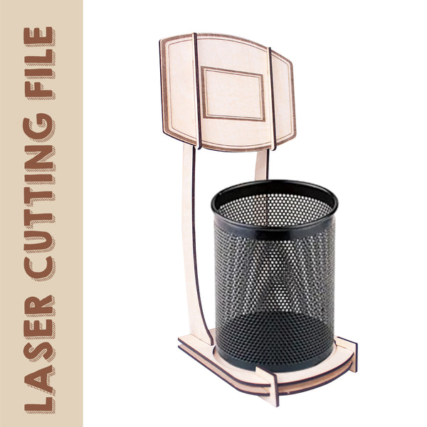 Basketball-Hoop-Shaped Table Waste Basket Holder Laser Cutting File - DIY Craft for Sports Fans