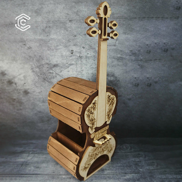 Violin tea bag storage box 3D puzzle laser cutting file