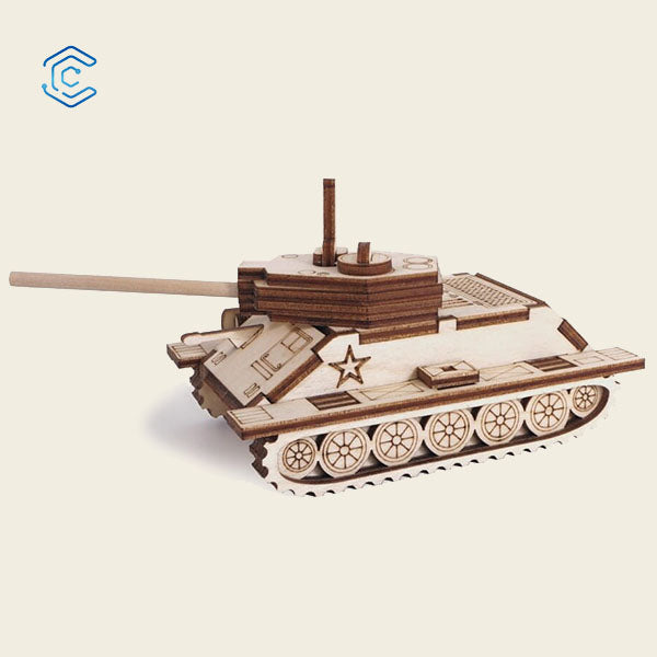 Tiger tank 3D puzzle laser cutting file – Creatorally