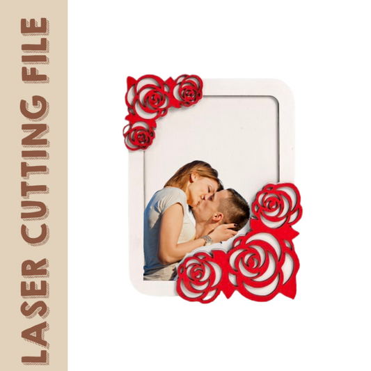 Elegant Rose Photo Frame - Laser Cutting File for Valentine’s Day & Romantic Memories