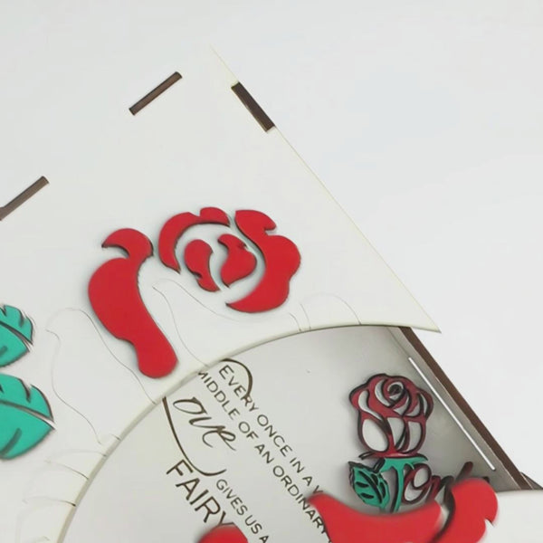 Rose-Themed Sliding Gift Box 3D Puzzle - Laser Cutting File for Valentine’s Day