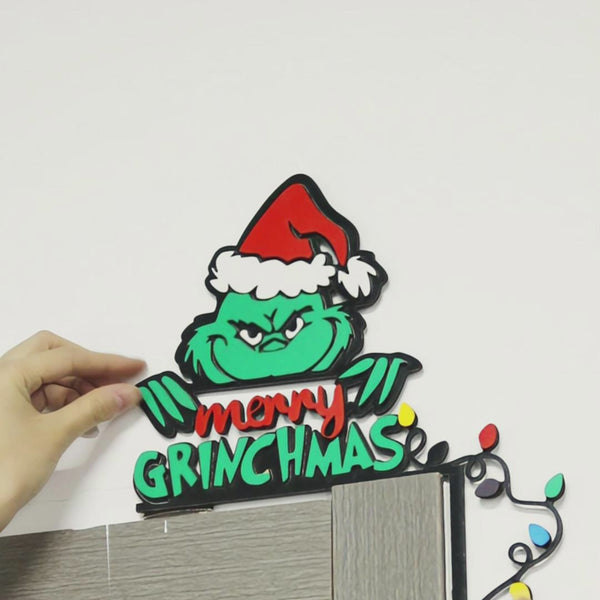 Merry Grinchmas Door Corner Laser Cutting File - 2 Festive Styles for Christmas Decor