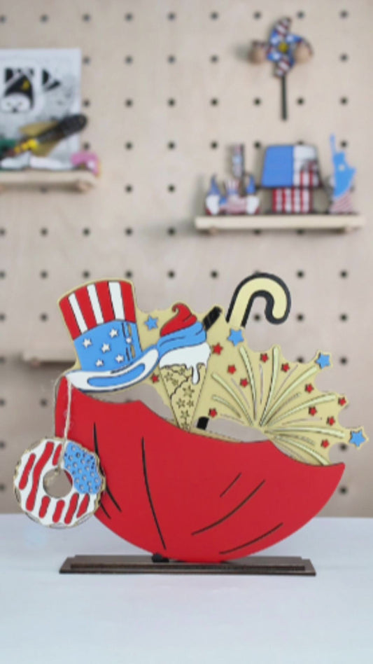 July 4th Patriotic Umbrella Laser Cut File – SVG for Holiday Decor