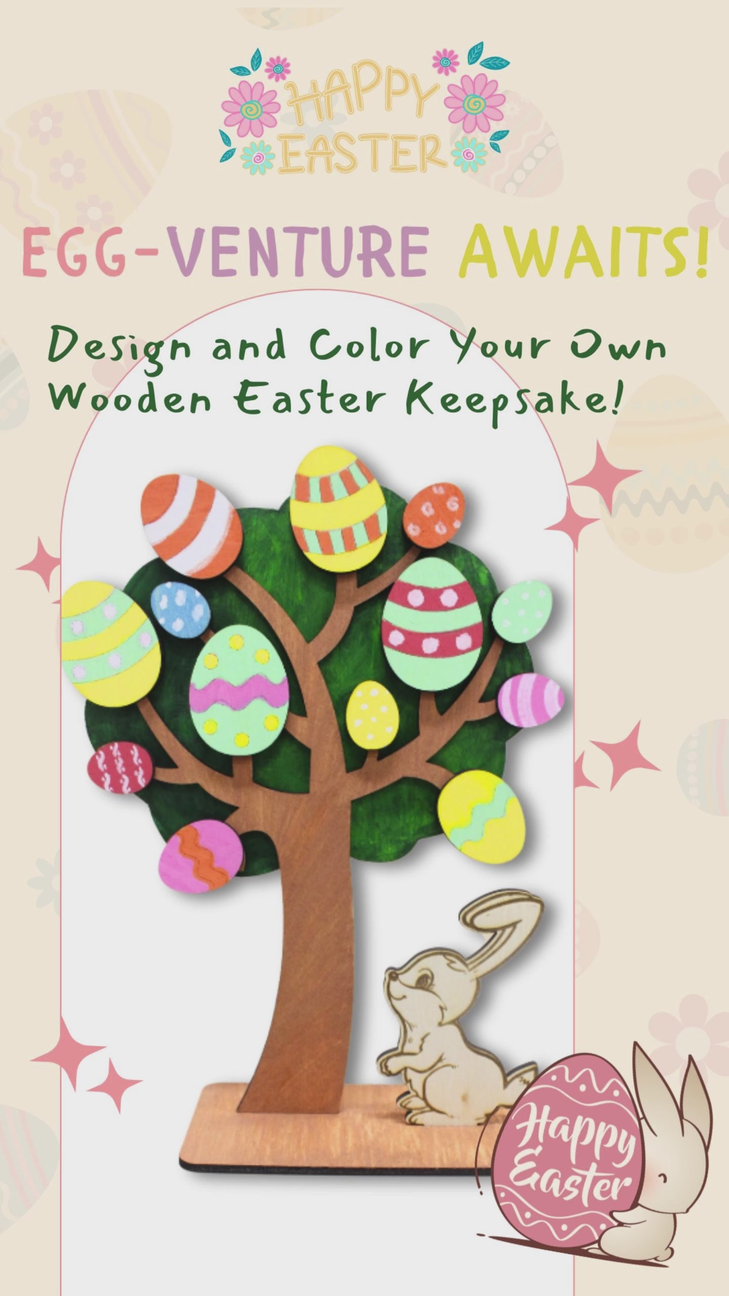 Easter Egg Tree with Adorable Little Bunny video