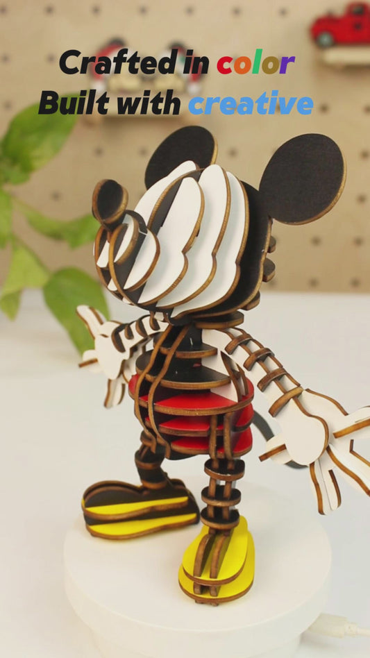 Disney Mickey & Minnie Mouse 3D Wooden Puzzle Laser Cutting File - DIY Craft for Disney Fans