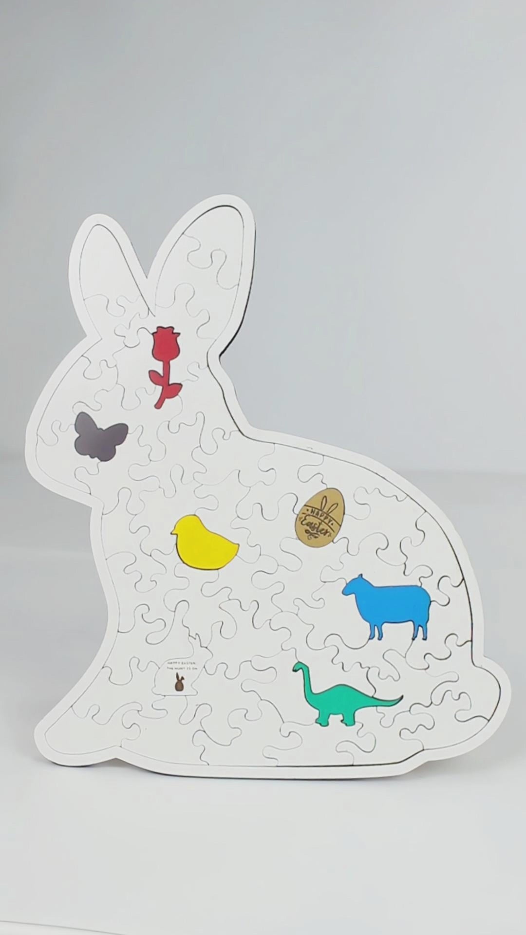 Easter Bunny Puzzle with Hidden Shapes Laser Cutting File