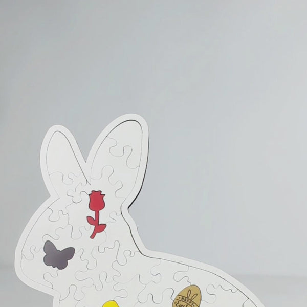 Easter Bunny Puzzle with Hidden Shapes Laser Cutting File