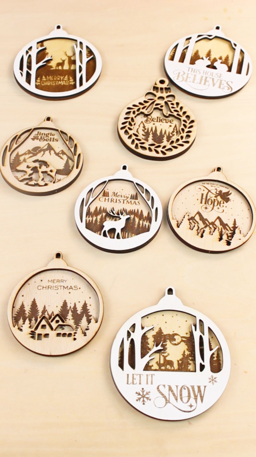 Christmas 9-Style 2-Layer Hanging Ornaments Laser Cutting File