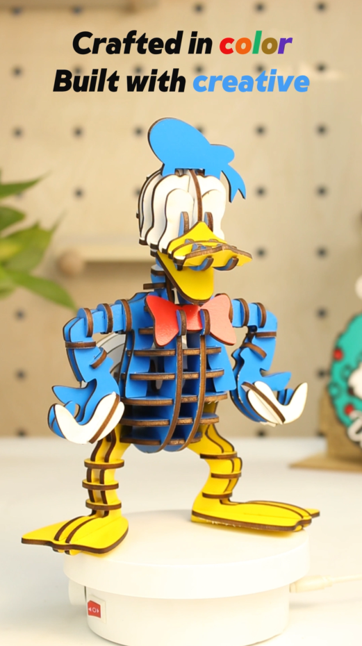 Colorful Disney Donald Duck 3D Wooden Puzzle Laser Cutting File - DIY Craft for Disney Fans