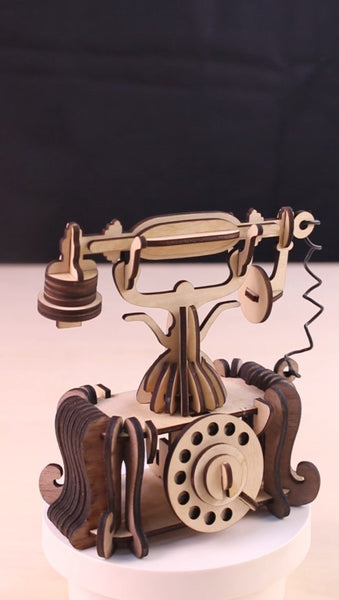 Retro phone 3D puzzle laser cutting file