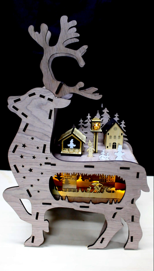 Christmas reindeer lightbox laser cutting file