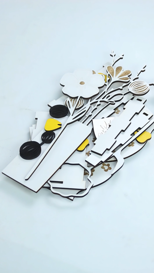 3D Wooden Flower Vase Laser Cut File | DIY Preserved Floral Decor