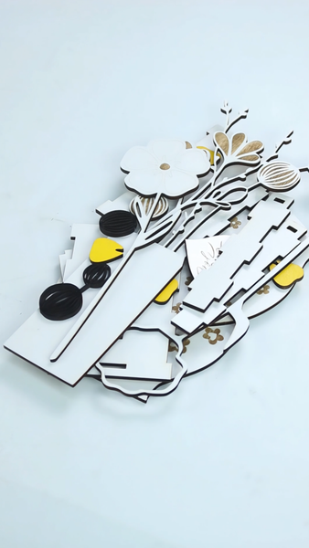 3D Wooden Flower Vase Laser Cut File | DIY Preserved Floral Decor
