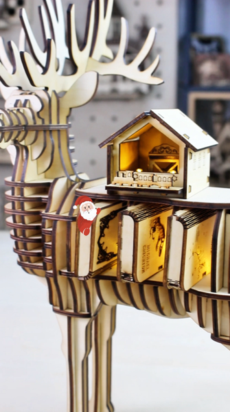 Christmas Reindeer Shelf & Mini Village Set Laser Cutting File