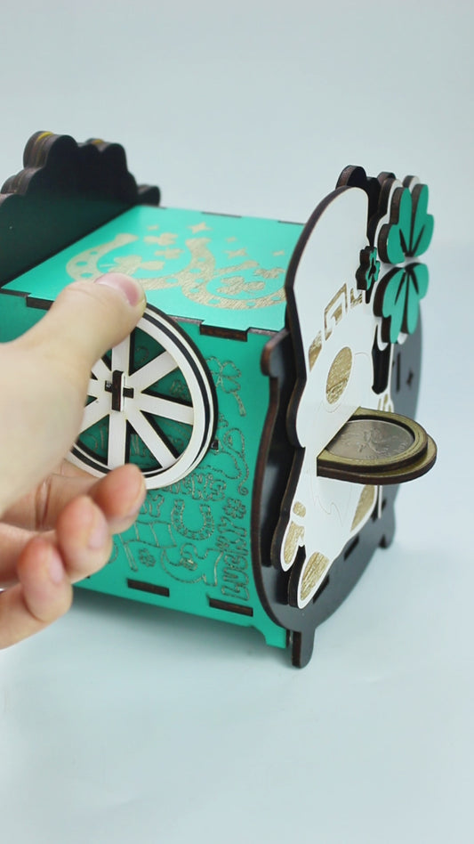 Glowforge-ready digital file for a St. Patrick’s Day lucky coin holder