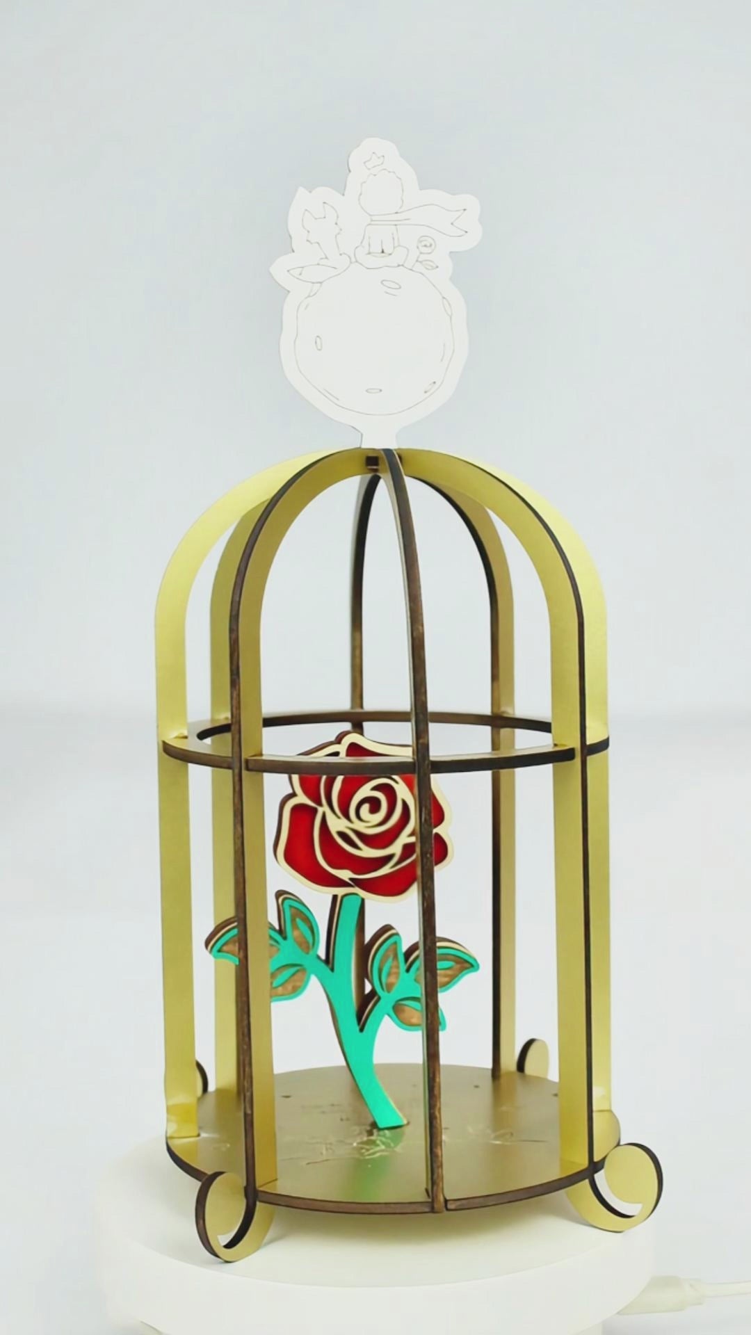 Little Prince 3D Birdcage with Rose - Laser Cutting File for DIY & Decor